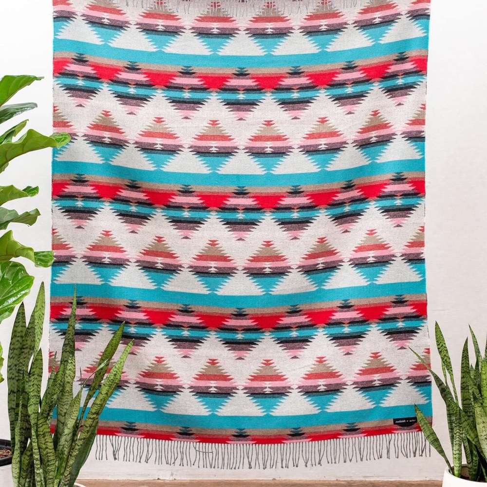 Sackcloth and Ashes Tribal Turquoise Wool Blanket
